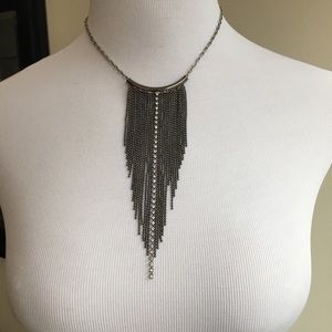 Gunmetal fringe necklace